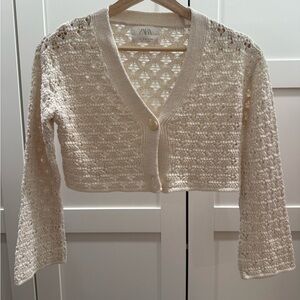 Zara Girls Cream Knit Cardigan